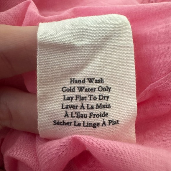 LoveShackFancy Sanaya Dress XL Vivid Pink Long‎ Sleeve Ruffle Tiered Lace Trim - Picture 15 of 16